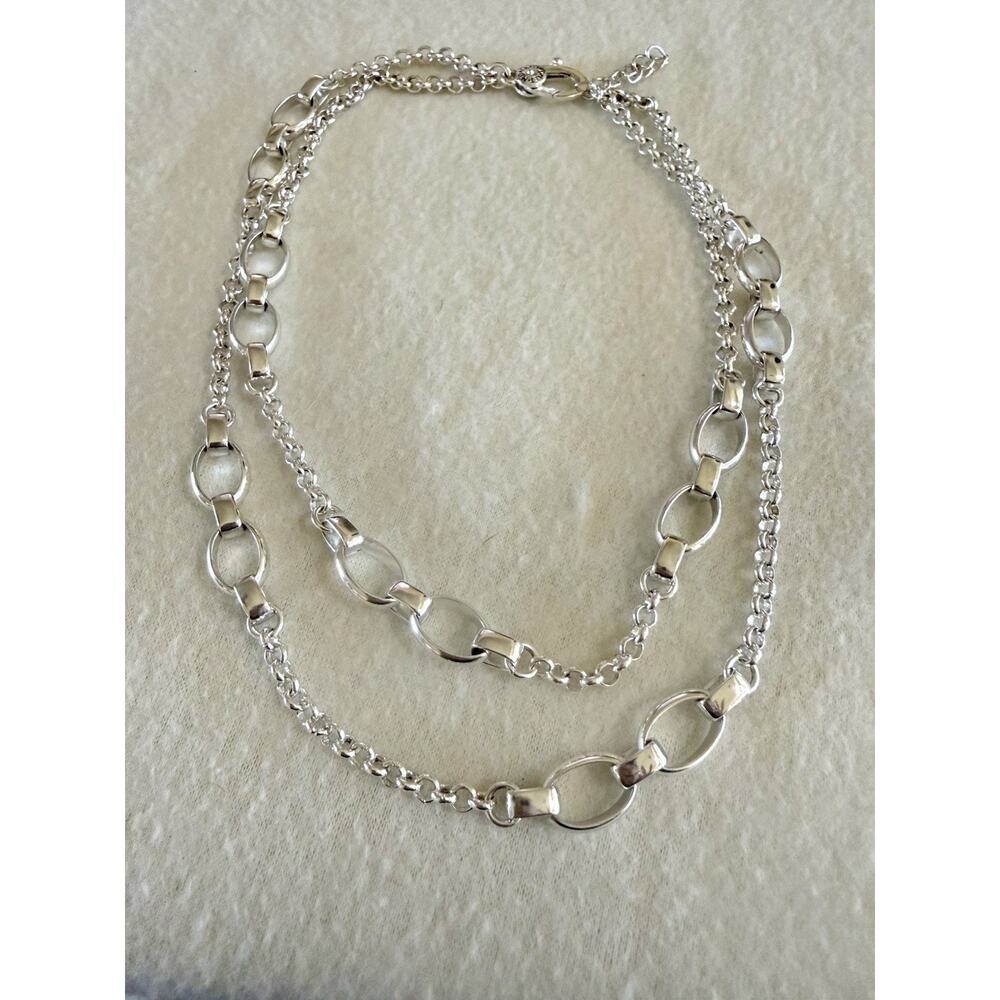 Beautiful Vintage MONET Silver Tone Chain With Links~Double Chain